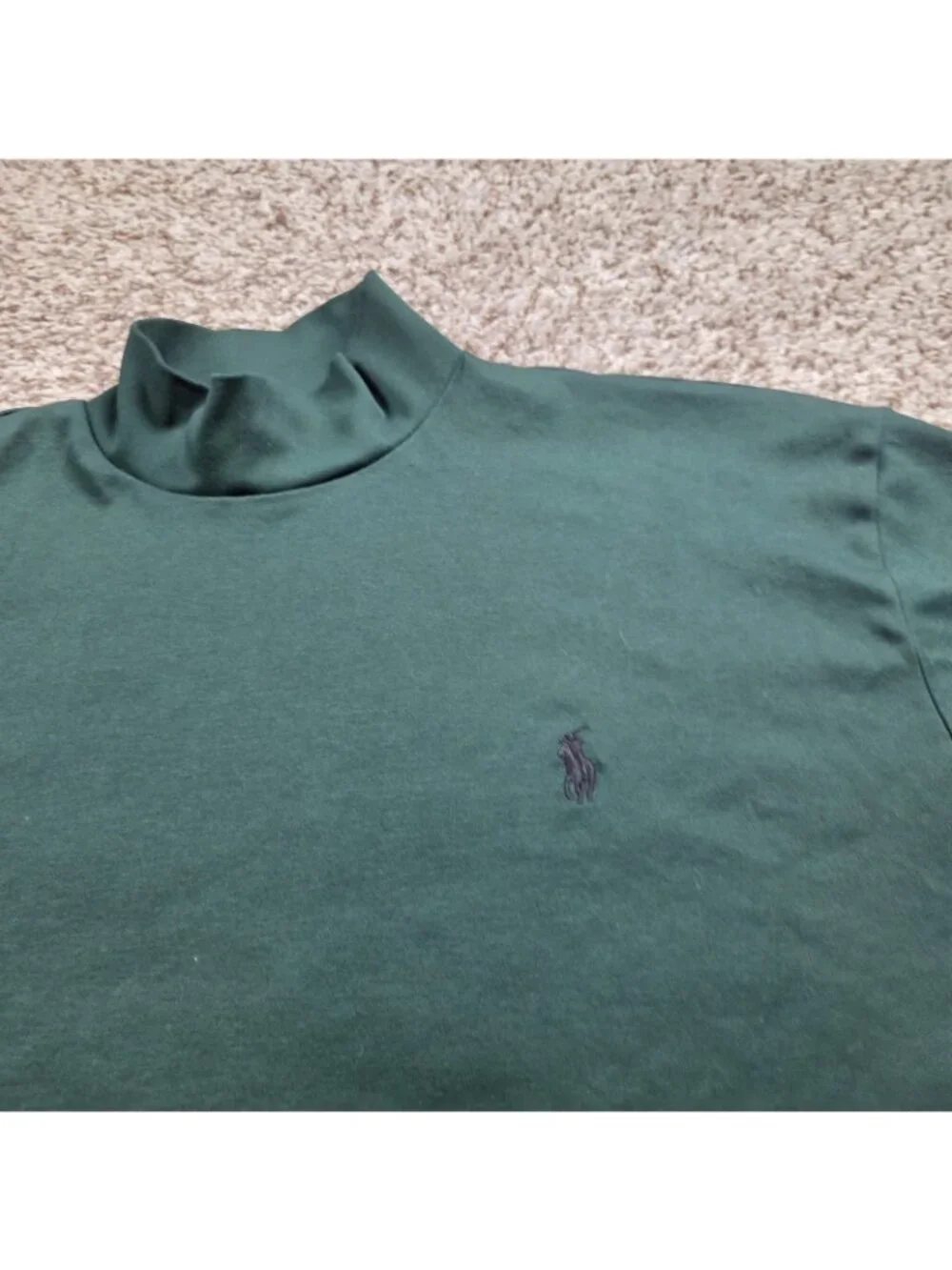 Polo Golf Ralph Lauren Shirt Mens Large Green Mock Long Sleeve Pima Cotton